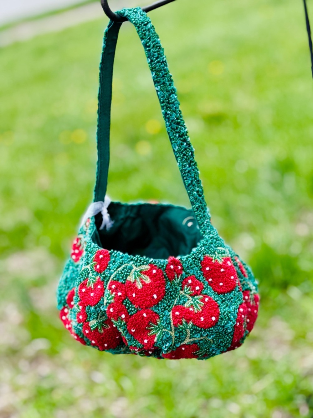 Strawberry Beaded Shoulder Bag – Handmade Statement Purse – New Release